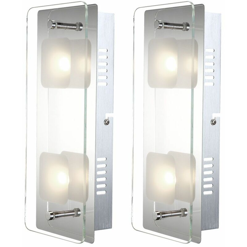 Image of 2x lampade da parete a LED illuminazione camera da letto luci specchio in vetro satinato
