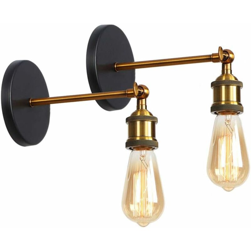Image of 2X Lampade da Parete, Vintage Industriale Sile Applique, Lampada da Muro in Metallo Regolabile 180° per Camera da Letto Soggiorno Corridoio (Bronzo)