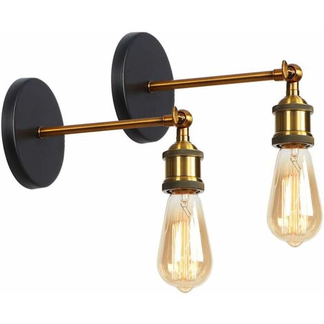 2X Lampade da Parete, Vintage Industriale Sile Applique, Lampada da Muro in Metallo Regolabile 180° per Camera da Letto Soggiorno Corridoio (Bronzo)