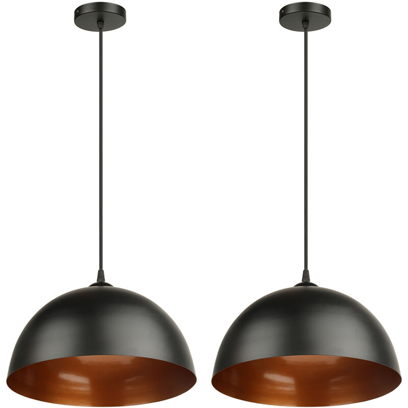 

2x Lámpara Colgante Pantalla de Jaula de Hierro Luz de Techo Iluminacion para Cocina Comedor Dormitorio (Negro)