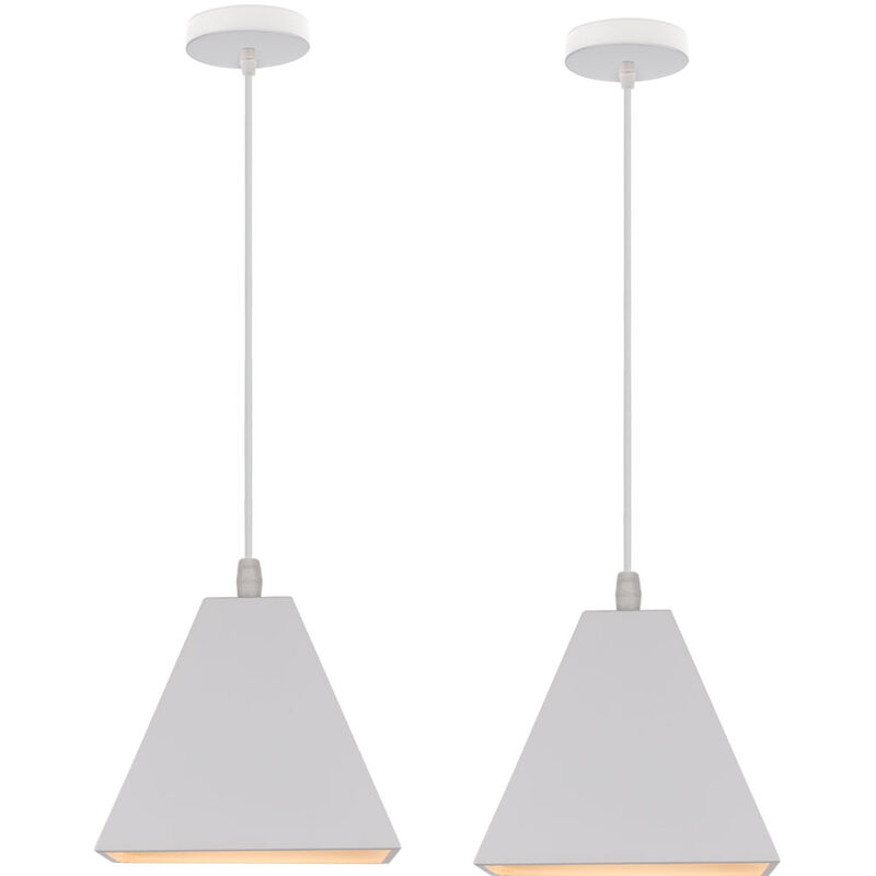 

(2X) Lámpara Colgante Retro Lustre Vintage Colgante de Luz Moderna Lámpara de Techo Blanco Industrial para Hall Hotel Restaurante Loft Cocina