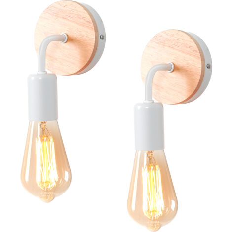 2X, Lámpara De Pared Interior Retro Aplique Pared Moderna Para Sala De Estar, Dormitorio, Pasillo, Cocina (No Incluida) Blanco