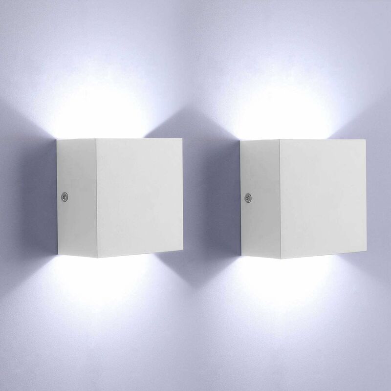 

Stoex - 2X Apliques de Pared Led Moderna 6W Cubo Blanco Frío Lámpara de Pared Creativa Lámpara Simple para Corredor Loft Blanco