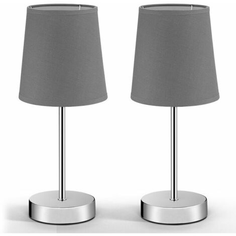 2x Lampes de chevet avec abat-jour anthracite Lampe de table bureau Moderne Maison Déco intérieur hauteur 32 cm