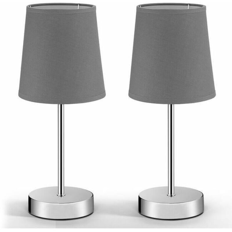 2x Lampes de chevet avec abat-jour anthracite Lampe de table bureau Moderne Maison Déco intérieur(Cendre de chanvre)