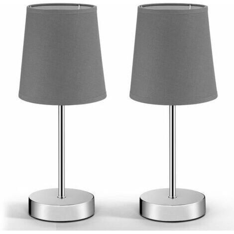 2x Lampes de chevet avec abat-jour anthracite Lampe de table bureau Moderne Maison Déco intérieur(Cendre de chanvre)