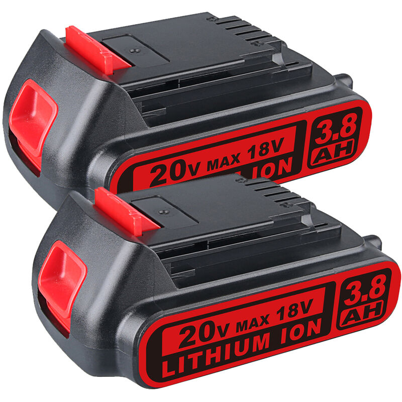 Pdstation - 2X LBXR20 18V 3.8Ah Lithium Batterie de Remplacement pour Black et Decker 18V Batterie Max LB20 BL1518 BL2018 BL4018 LBX20 LBXR2020-OPE