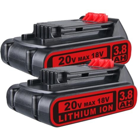2X LBXR20 18V 3.8Ah Lithium Batterie de Remplacement pour Black et Decker 18V Batterie Max LB20 BL1518 BL2018 BL4018 LBX20 LBXR2020-OPE LBXR20B-2 LB2X4020 LST220