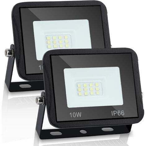 JALLERIA 2x LED Floodlight Outdoor 10W LED Outdoor Spotlight 1000lm Super Bright 6000K Outdoor Security Lighting IP66 Waterproof for Garage Garden Patio Parking Lot