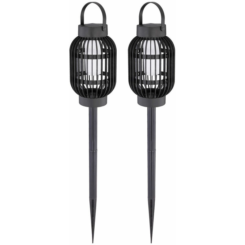 

2x LED luz solar decoración del parque efecto de fuego enchufe tierra spike patio lámpara colgante