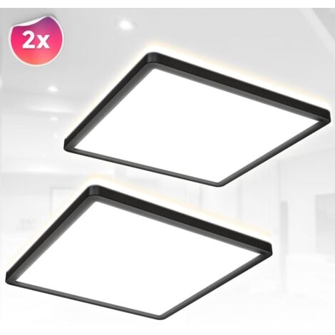 2x LED Plafonnier Panneau indirect ultra-plat Plafonnier Salon Couloir Noir LOT de 2