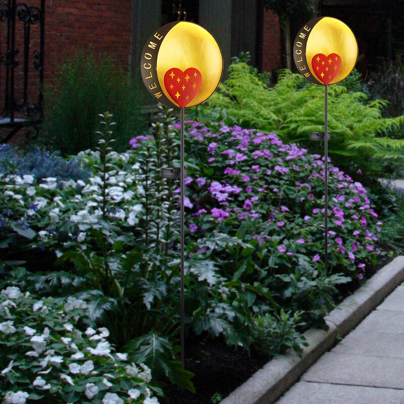 Image of 2x led solare area esterna spina lampada decorazione del giardino luci a terra cortile picchi Benvenuto