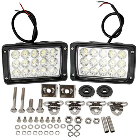 2X LED Work Light Set For Tractor SUV Headlight Front Mounting Kit (48pcs)
