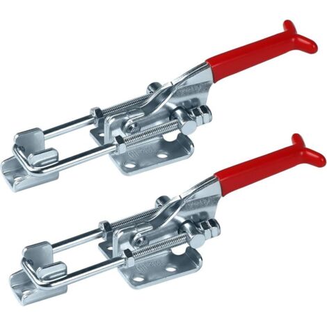 2x Loquet à Bascule Plage Réglables 30mm, Fermoir a Levier Métal, Pince à Fermeture Bascule Capacité de Retenue 900kg, Sauterelle de Serrage, Sauterelles de Menuisier pour Armoire Porte Boîte