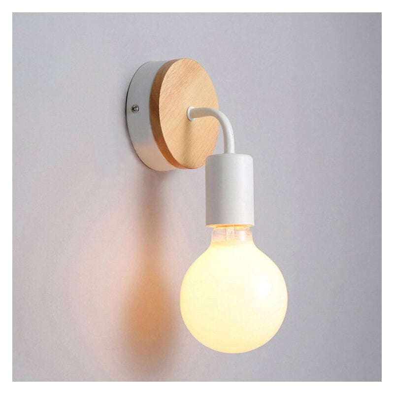 Image of Axhup - 2X Luce a Muro Conciso, Lampada a Muro in Legno e Metallo, Lampada E27 40W per Scale Entrata Corridoio Bianco