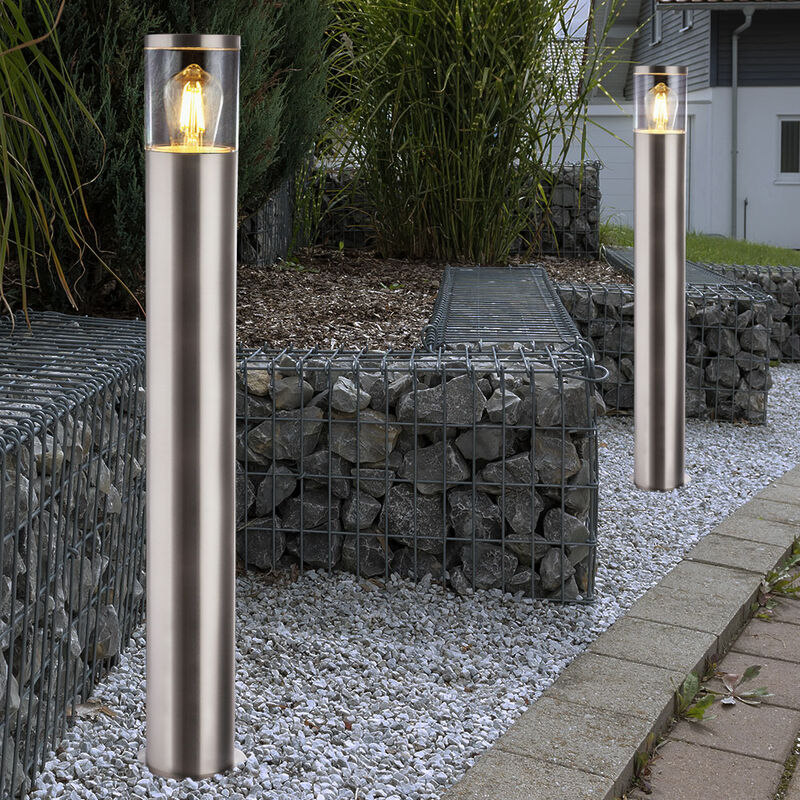 

2x lámparas de pie de área exterior luces de base de soporte de jardín de parcela de acero inoxidable