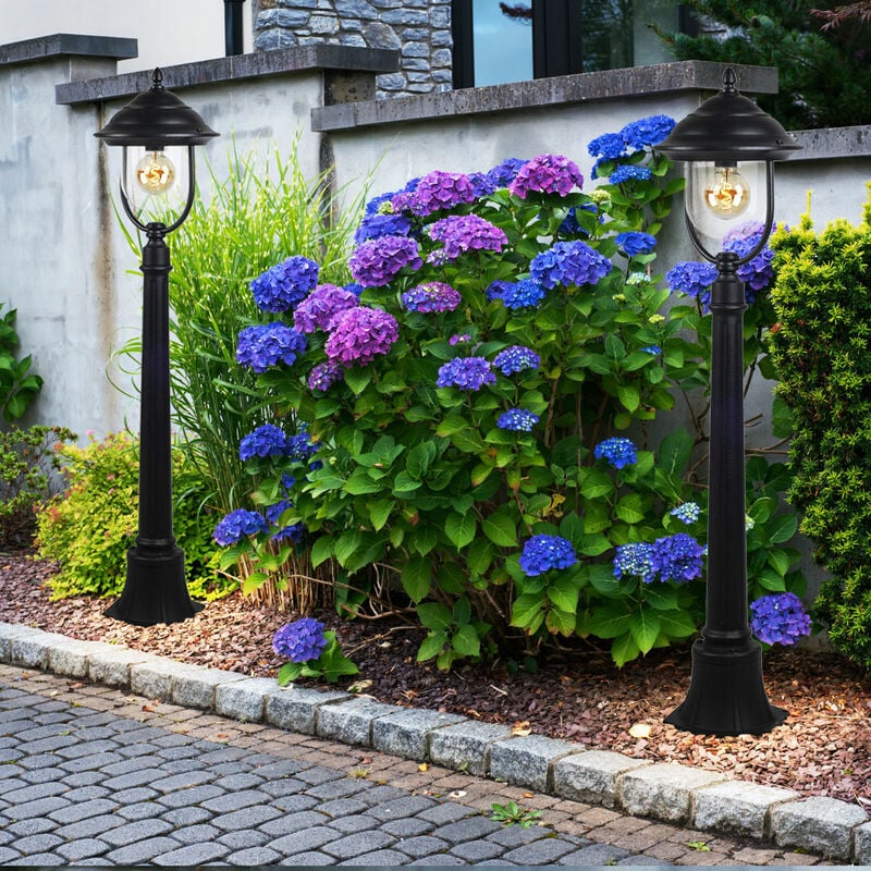 

2x lámparas de pie para exteriores lámparas de pie de iluminación de candelabro ALU en un conjunto que incluye bombillas LED