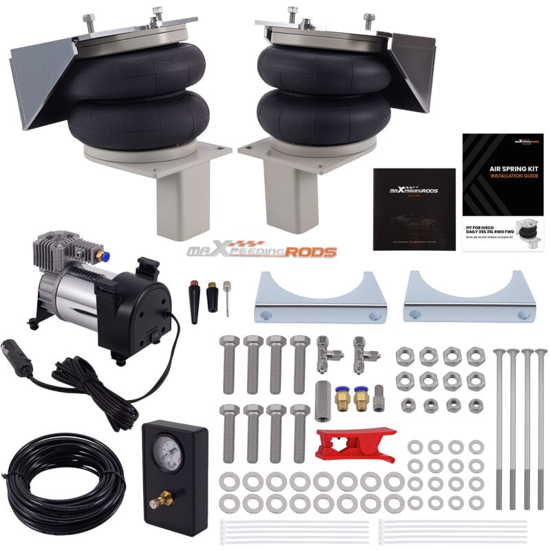 Image of 2X Luftbalg + 12V Kompressor Kit for Iveco Daily 35S 35L 2006-2014 rwd, fwd