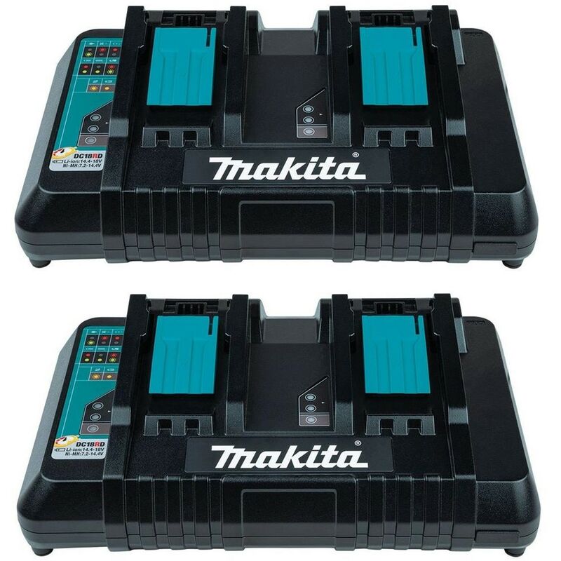 2x Makita DC18RD LXT Lithium Ion 240v 18v Dual Port Fast Battery Charger