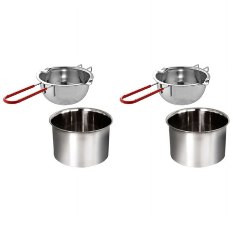 2X Marmite à double bain-marie avec poignée chauffante, grande capacité pour faire fondre le chocolat et le caramel au beurre (400 ml)