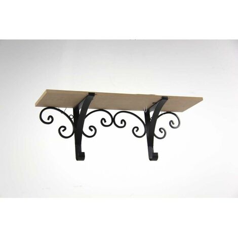 2x Mensola in metallo con piano in legno cm 46 x 13 x 17 h
