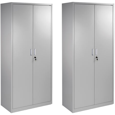 2x Metallschrank Werkstattschrank 80x39x180cm Werkzeugschrank Aktenschrank Grau