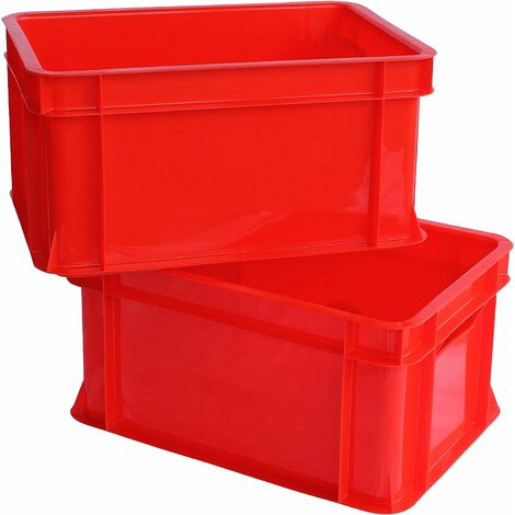 2x Mini caisse rangement plastique Rouge ARTECSIS / 11L - 35x24x18cm / Bac plastique - Rangement Bureau Buanderie Cuisine - Rouge