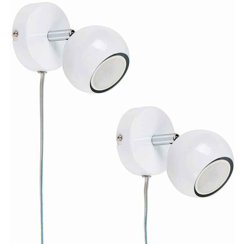 2x Mini Retro Eyeball White Single Spotlight+2x5W GU10