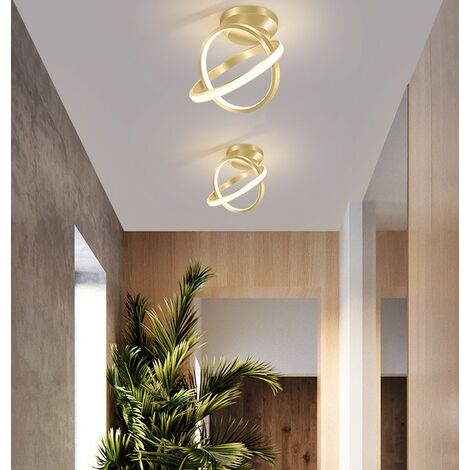 STOEX 2X Modern Led Ceiling Light Gold Nordic Style Chandelier Circle Design Ceiling Lamp for Bedroom, Kitchen, Living Room, Corridor, Restaurant, Balcony, Warm White