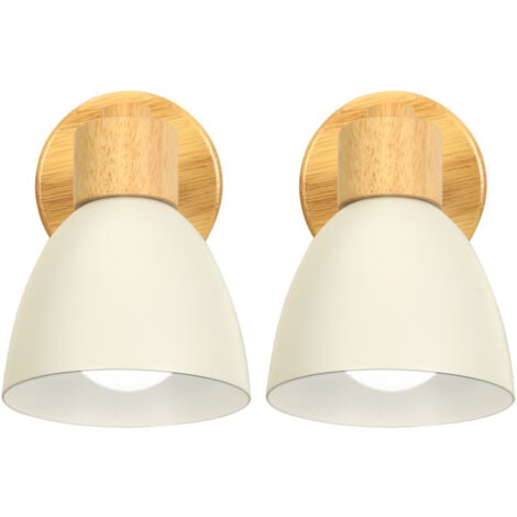 STOEX 2X Modern Wall Light Wood Nordic Wall Sconce White Retro Vintage Wall Lights For Indoor Bedroom Cafe Bar Living Room