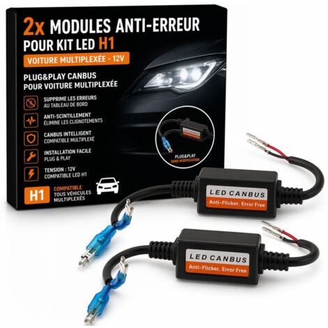 2x Modules anti-erreur pour kit LED H1 - Voiture Multiplexée - 12V - Plug&Play CANBUS pour voiture multiplexée