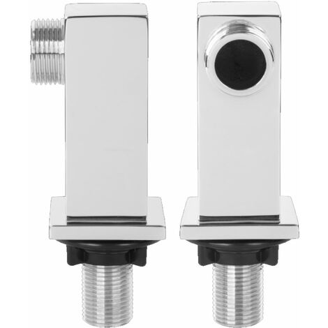 2x Montage Pont Robinet Bain Forme Carrée Laiton Chromé Pilier Robinet Ensemble