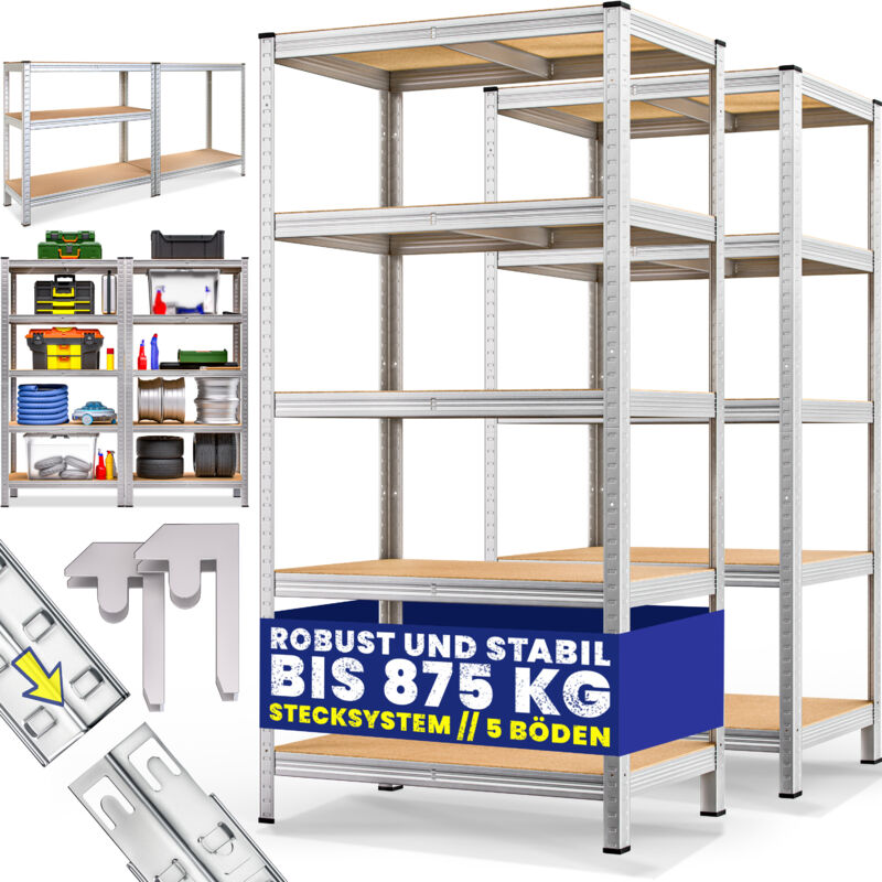 2x Monzana Schwerlastregal Xl 180x90x60cm 875kg 5 Mdf-platten Regal Lagerregal Kellerregal Steckregal Werkstattregal