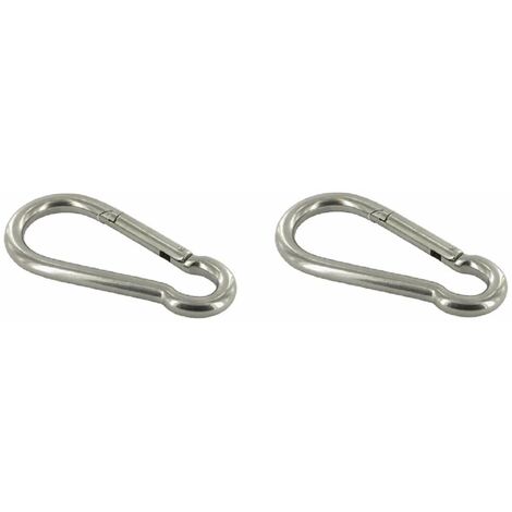 2x Mousqueton acier inoxydable Chaîne Corde Attache rapide Clip Suspendre Inox , 6 x 60mm