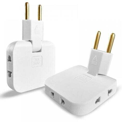 2x Multiprise Plate Derriere Meuble avec 3 Prises Prise Plate avec Connexion Pivotante 180º Multiprise Murale avec Adaptateur EU-US Prise Multiple 16A/250V Multiprise Extra Plate Multipri