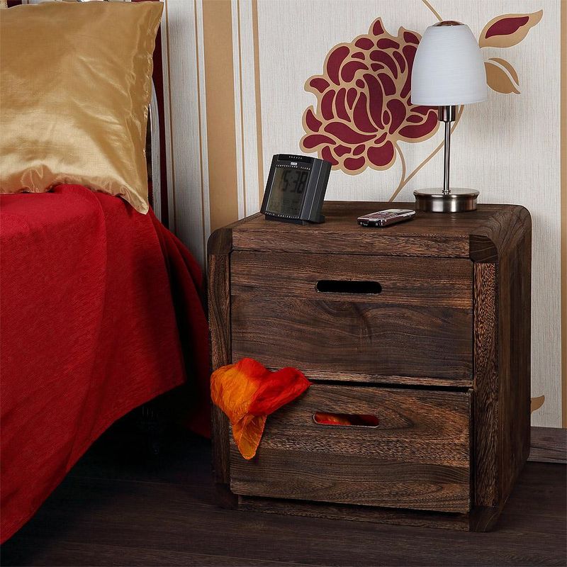 2x Nachttisch Nachtschrank Nachtkommode Schlafzimmerschrank Holz weiß braun Konsole