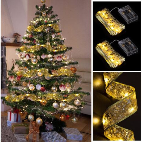 2x NASTRO DECORATIVO 50LED NASTRO NATALE LUCI DORATE ALBERO DI NATALE 5m
