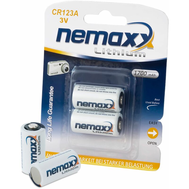 

2x 3V Pila de Litio CR123A 1700 mAh - Nemaxx