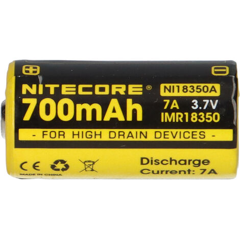 2x Nitecore Li-Ion Akku Typ 18350 IMR (NI18350A) 700mAh für Leuchten