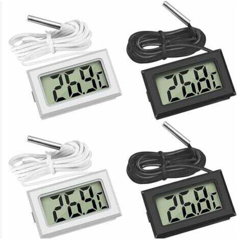 (2X Noir 2X Blanc, 46x28x15mm) Mini Digital LCD Thermometer Temperaturanzeige mit Temperaturfühler Sensor Tester