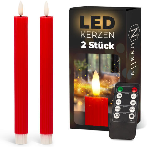 2x Novaliv LED-Kerze  ECHTWACHS geripptkerzen