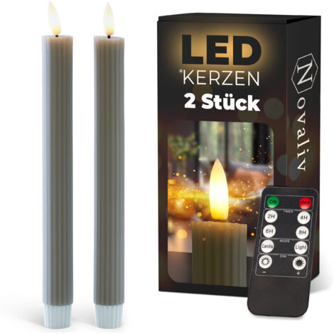 2x Novaliv LED-Kerze  ECHTWACHS geripptkerzen
