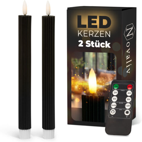 2x Novaliv LED-Kerze  ECHTWACHS geripptkerzen