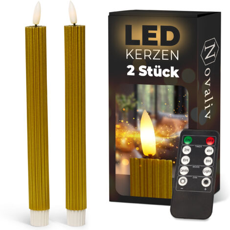 2x Novaliv LED-Kerze  ECHTWACHS geripptkerzen