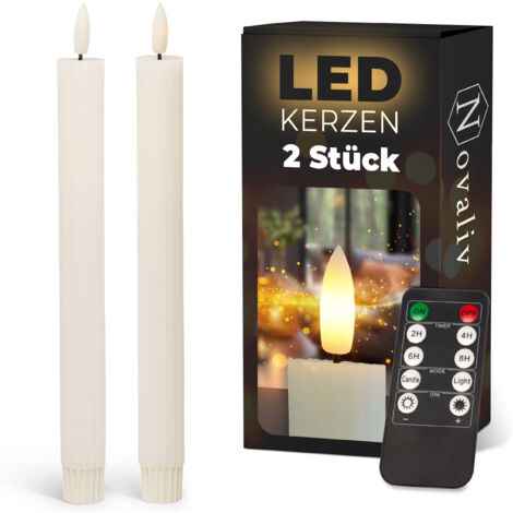 2x Novaliv LED-Kerze  ECHTWACHS geripptkerzen