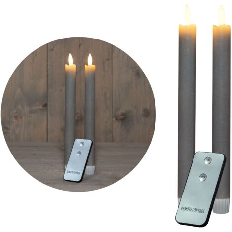2x Novaliv LED Kerze  Echtwachskerzen Grau Taupe