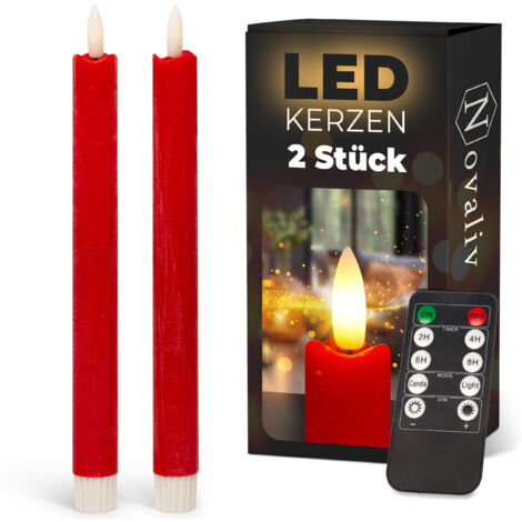 2x Novaliv LED Kerze  Echtwachskerzen Rot