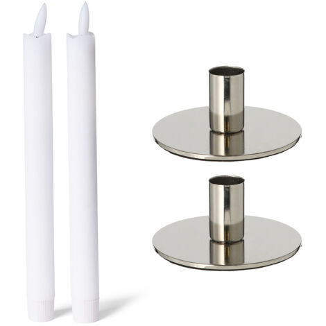 2x Novaliv Standkerzenhalter  Stabkerzenhalter 2 x 10cm Silber