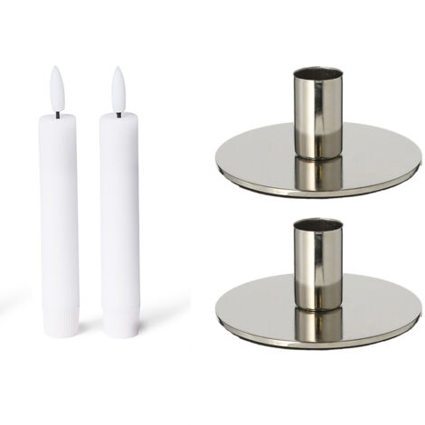 2x Novaliv Standkerzenhalter  Stabkerzenhalter 2 x 10cm Silber