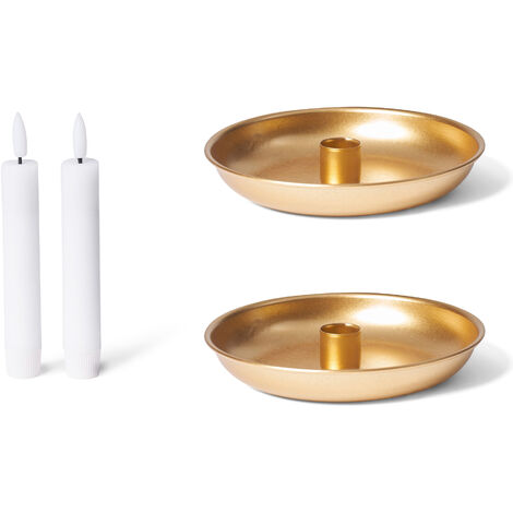 2x Novaliv Standkerzenhalter  Stabkerzenhalter 2 x 13cm Gold